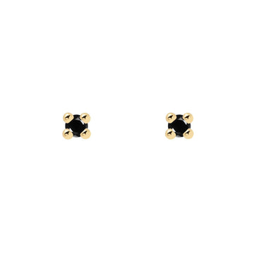 Μονόπετρα σκουλαρίκια Pdpaola AR01-093-U L'Essentiel Black Essentia Gold με μαύρο ζιργκόν.